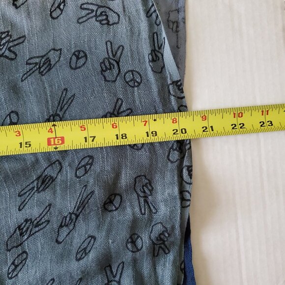 Beautiful Ombre Blue Peace Love 100% Viscose Fringed Scarf - Picture 11 of 13